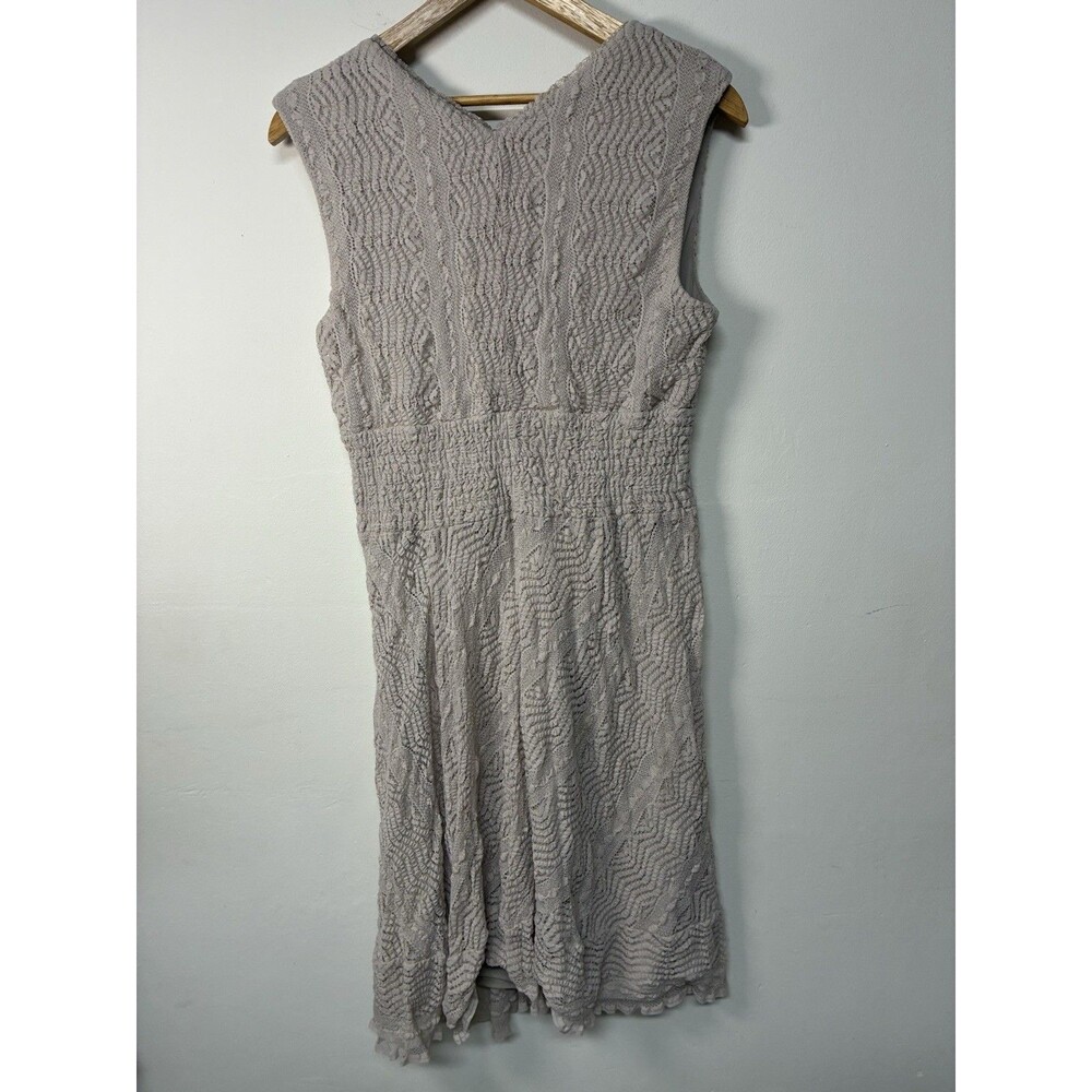 Rabbit Rabbit Rabbit Designs Midi Dress Sleeveless V-NeckTan Lace Stretchy L - Picture 7 of 13